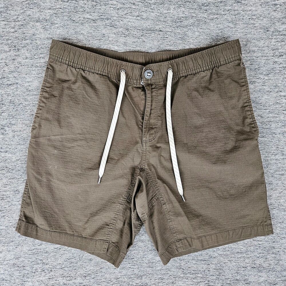 Vuori Ripstop Shorts Mens Large Olive Green Army Elastic Waist Drawstring V370